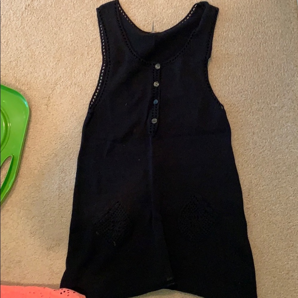 Free people vintage black crocheted sweater dress